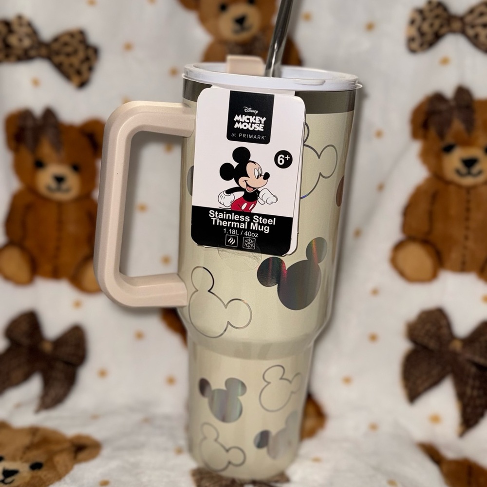 Disney Mickey Mouse Silver and Black Thermal Mug